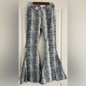 Toast Jeans Snakeskin Print Flare Pants